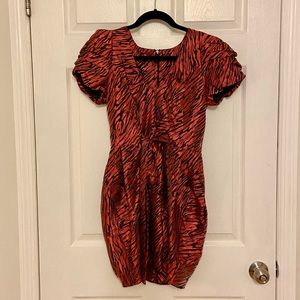 Red Orange Tiger Stripe Party Dress